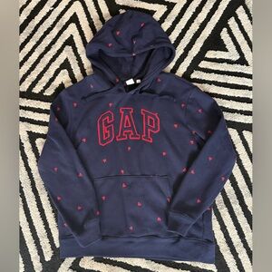 GAP Dark Blue Hoodie with Tiny Red Hearts